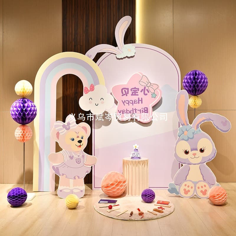 Girl's Birthday Decoration Background Board, Simple Kt Board for Baby Girl's First Birthday Party Scene