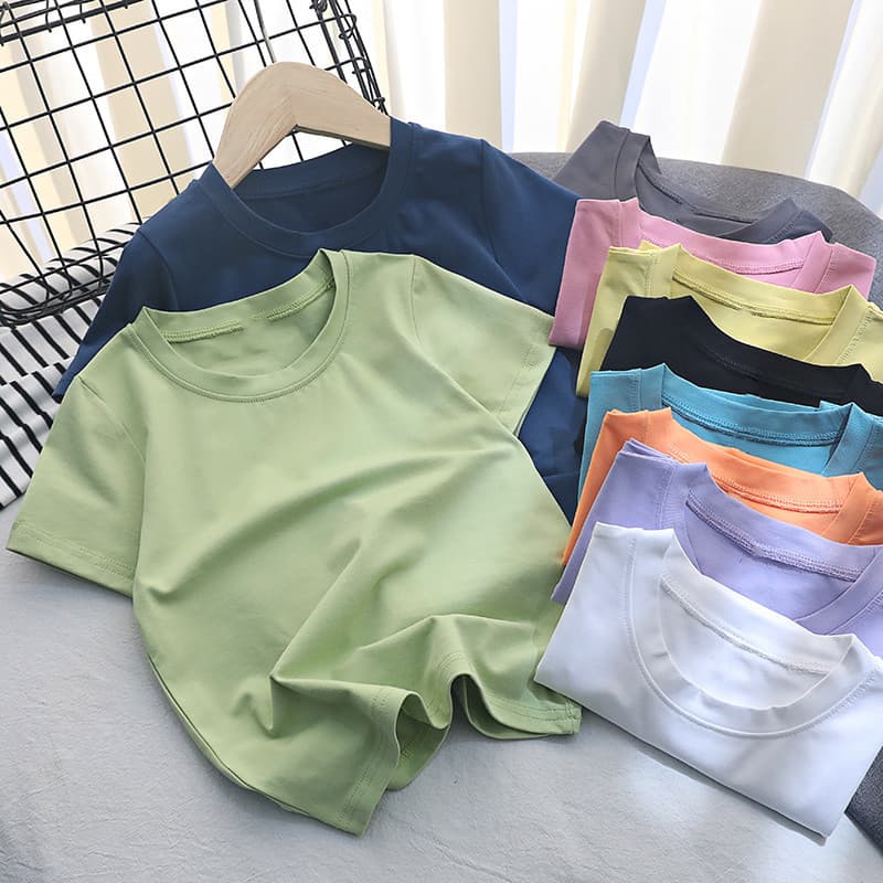 Japanese Pure Cotton Solid Color Short Sleeve Undershirt T-Shirt White Men Women Basic Black Inner Tee White T-Shirt