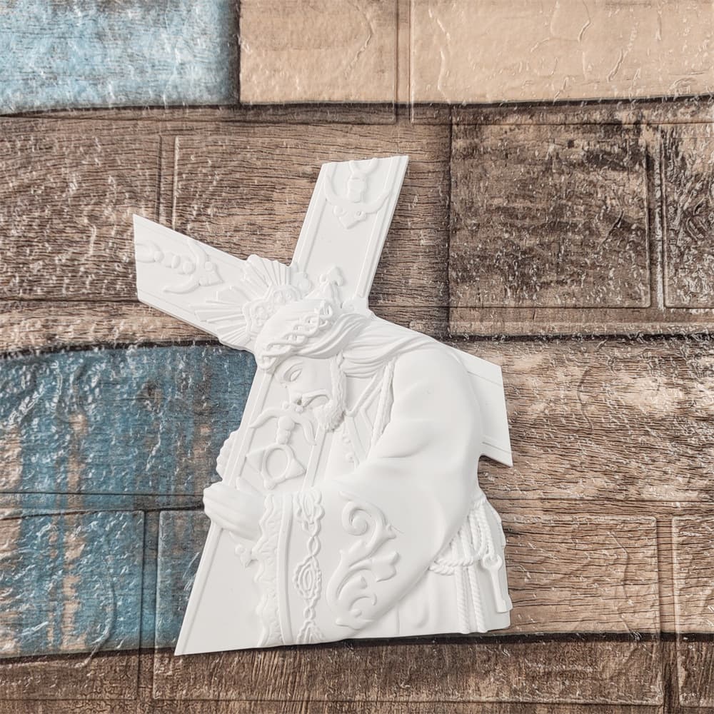 S0812 Wild Su Carrying Cross Semi-3D Desktop Decoration Cement Plaster Mold DIY Silicone Mold