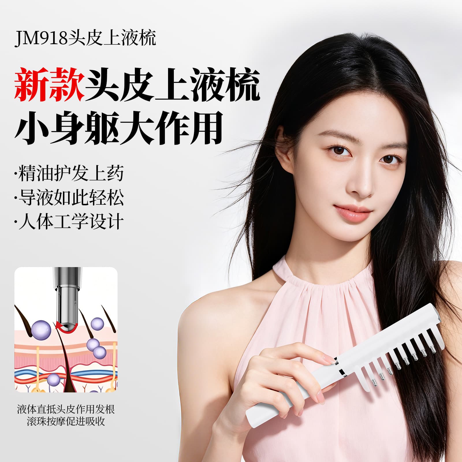 Hair Essence Oil Comb Guide Liquid Comb Minoxidil Scalp Applicator Minoxidil Roller Comb Hair Growth Serum Guide Comb