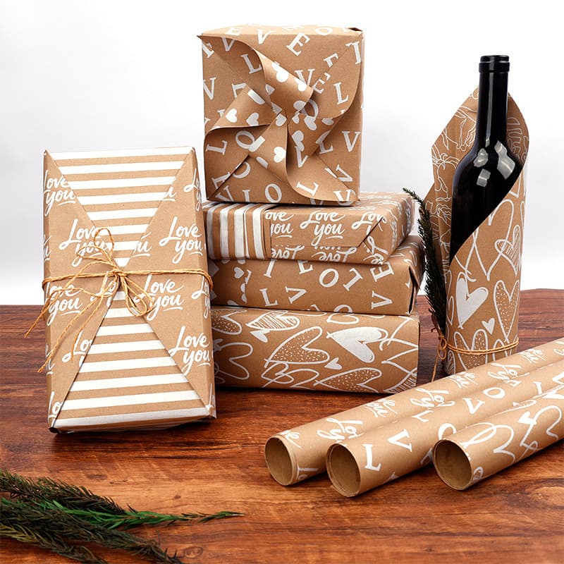 Amazon Hot Selling Large Roll Valentine Heart Gift Wrapping Paper Double-Sided Bright White Printing