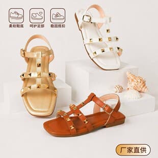 Cross-border Hot Selling 2026 New Summer Fashion Children Rivet Sandals Multi-strap Cross Buckle Kids Shoes Girls Sandals