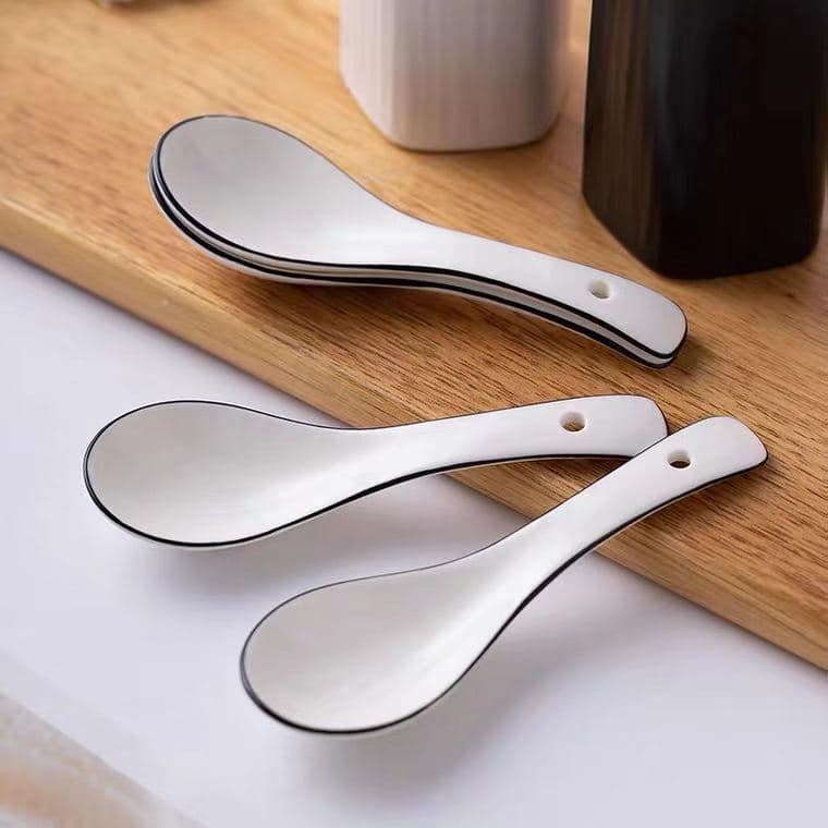 Household Pure White Ceramic Small Spoon Hotel/Restaurant Soup Spoon Home Bone China Spoon Magnesia Porcelain Teaspoon Minimalist