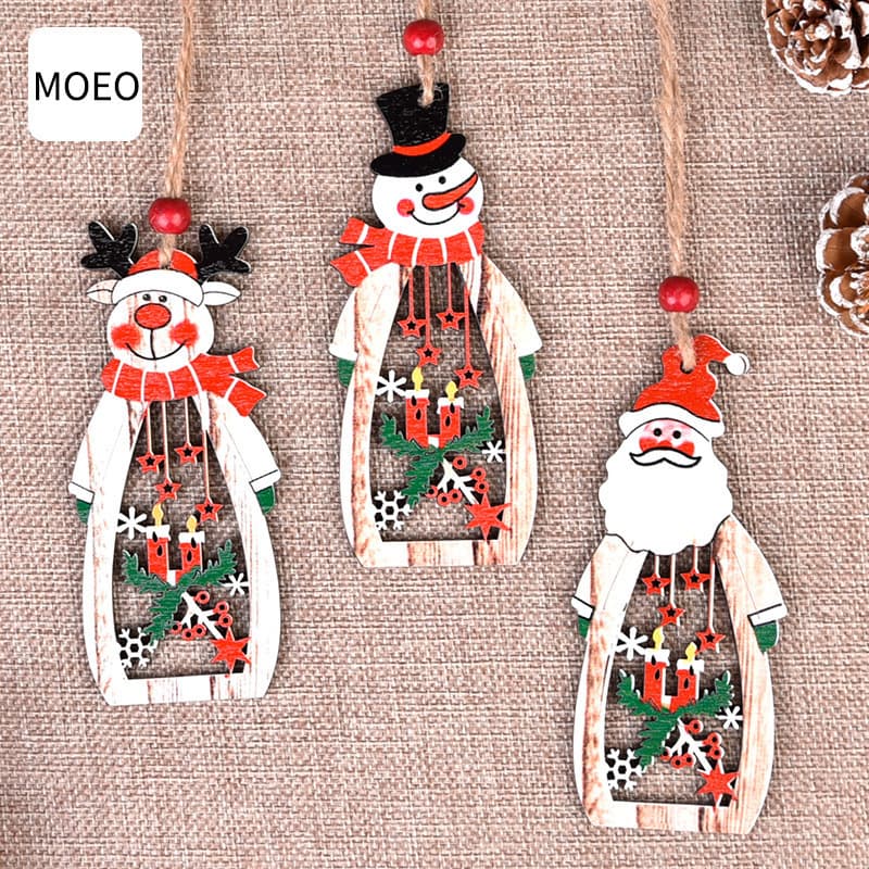 Cross-border Christmas decoration pendants hanging snowman shape Christmas tree hanging ornaments wooden Christmas wooden crafts
