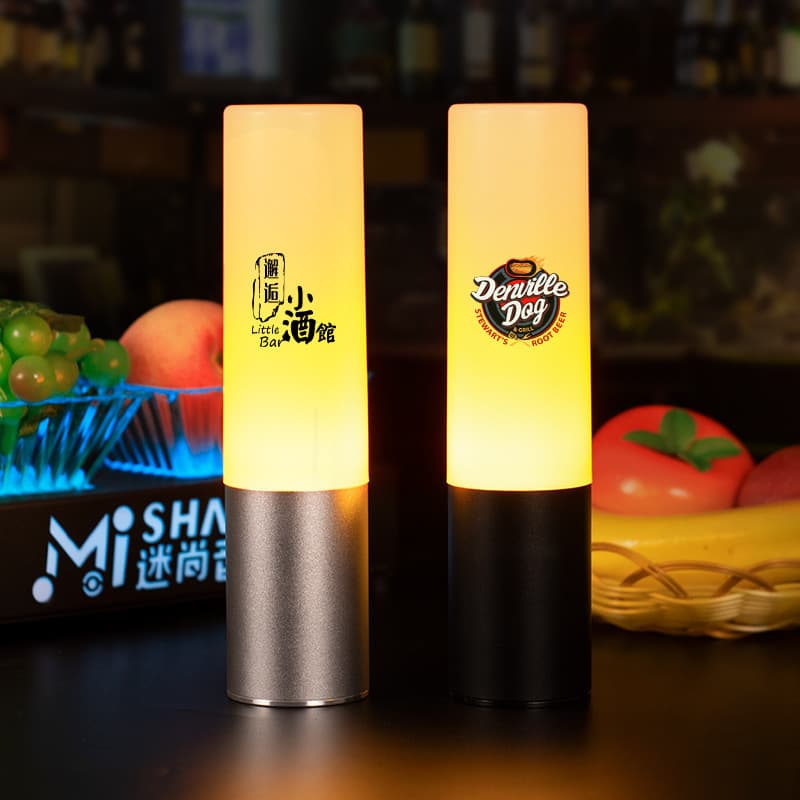 led rechargeable bar table lamp ktv hotel cafe decorative table lamp night light cylindrical metal hand stick table lamp