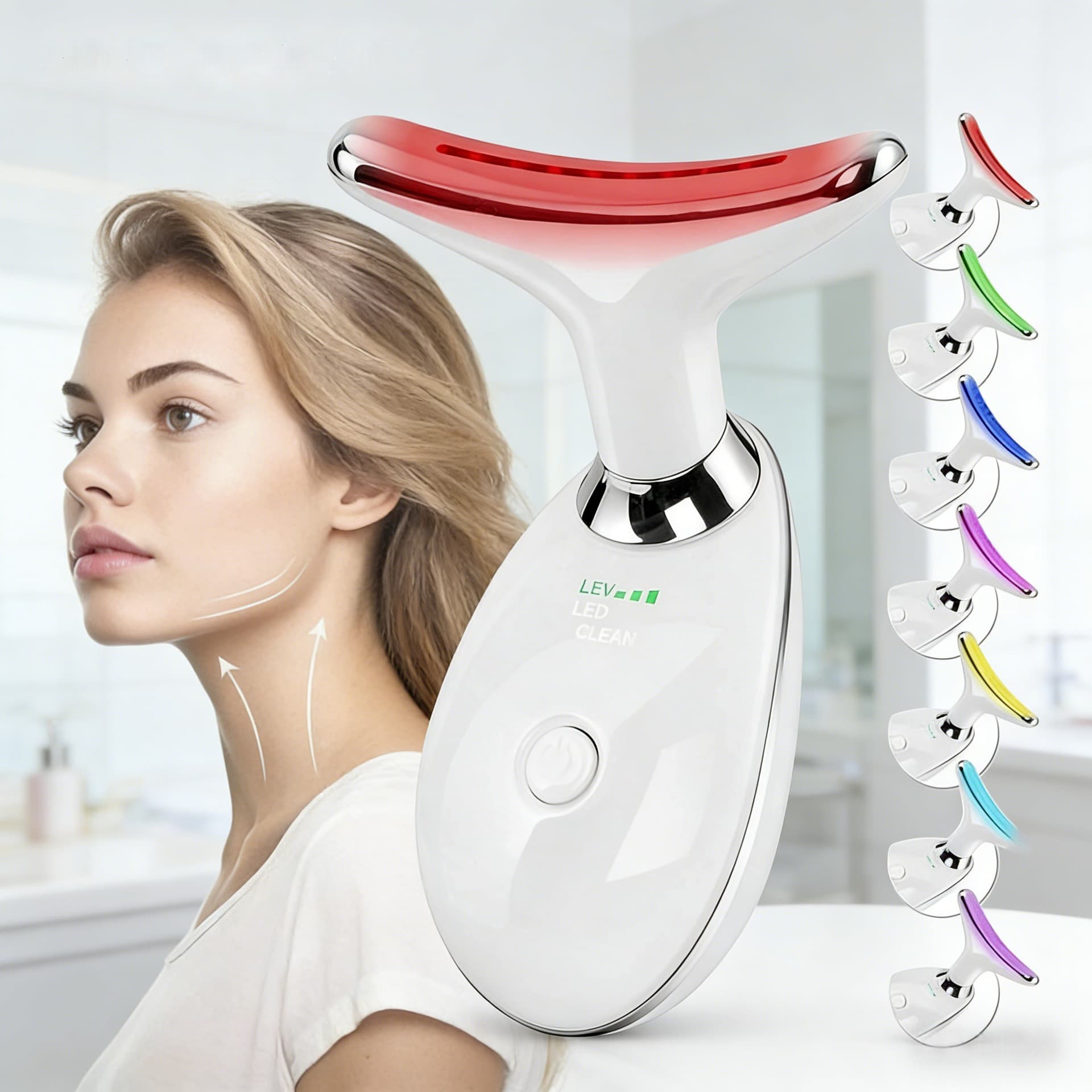 Cross-border neck beauty instrument, massage neck pattern instrument, 7-color introduction instrument, vibration beauty instrument, v-face instrument, special small dolphin neck beauty instrument