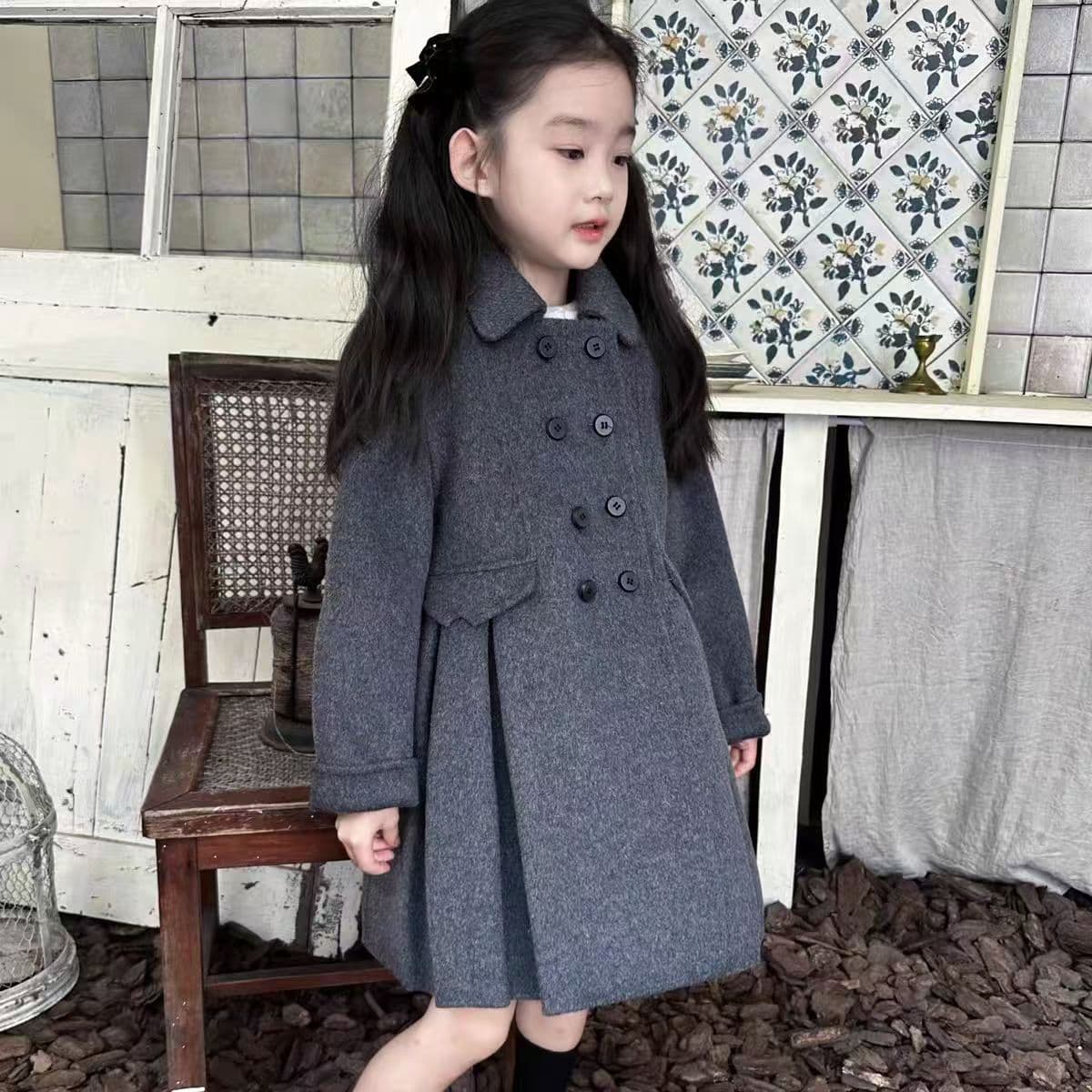 Girls' Korean Style Double-Faced Wool Coat Children's Clothing 2026 Autumn/Winter New Arrival Fashionable Kids' Woolen Outerwear