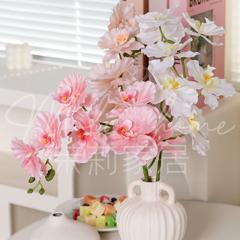 7-Head Phalaenopsis 3D Printed Artificial Flower Home Living Room Dining Table Fake Flower Ornament Wedding Hall Wedding Decoration Floral Arrangement