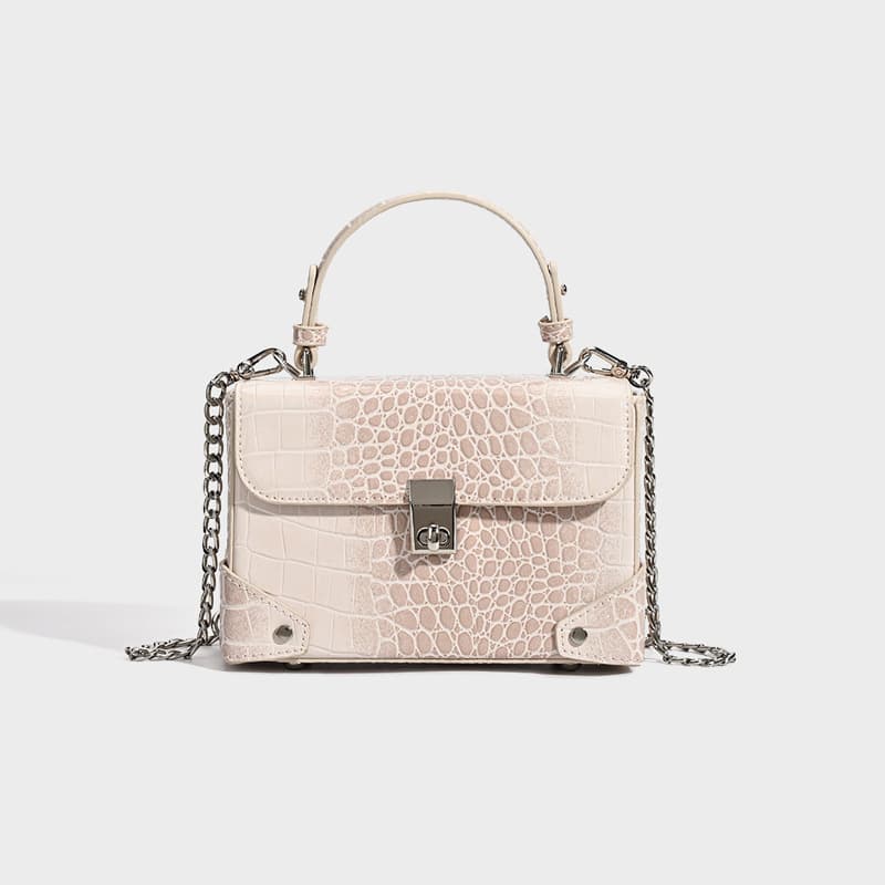 Cross-border popular crocodile pattern handbag for women 2026 fashionable one-shoulder crossbody bag for women high-end chain small square bag