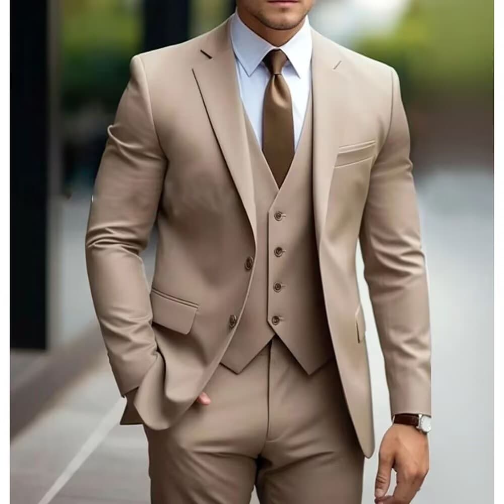 2025 New Cross-border Business Casual Men's Three-Piece Suit Groom Suit Wedding Banquet Plus Size Cross-border Suit Men