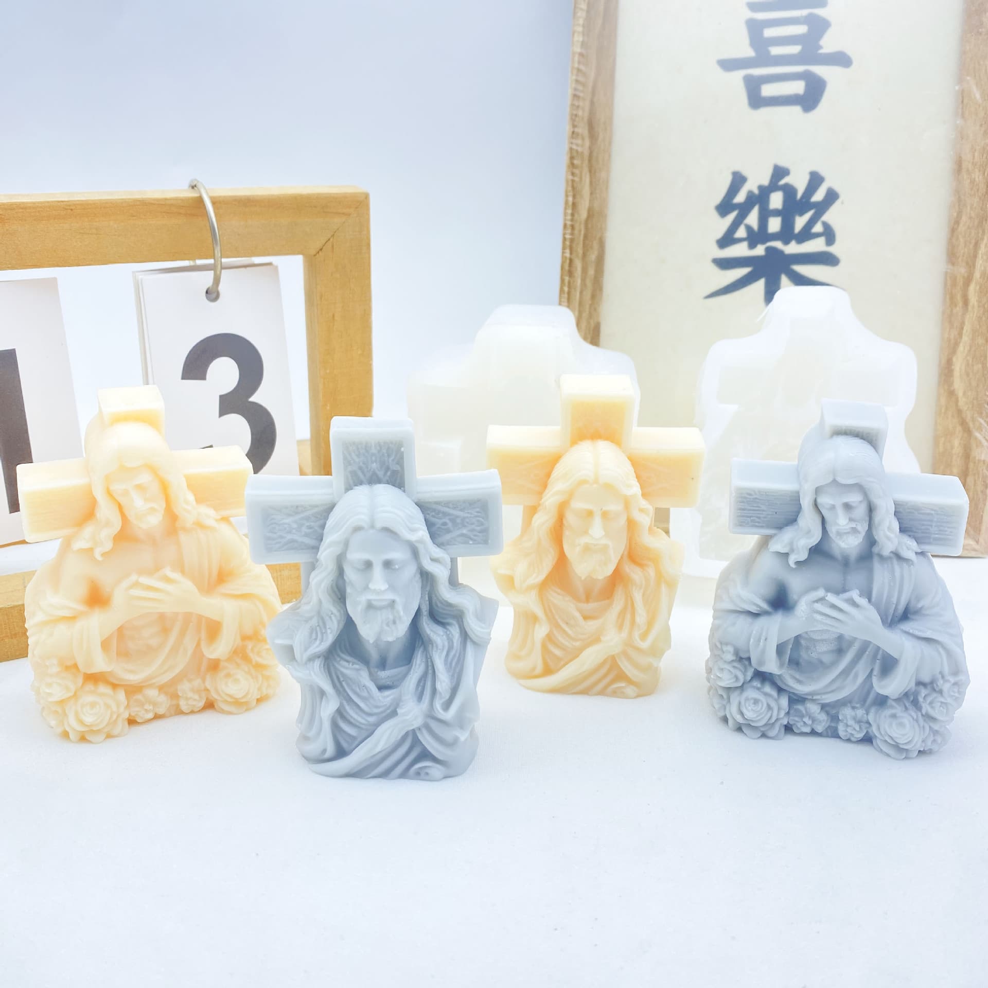 European Cross Figure Scented Candle Silicone Mold Easter Portrait Candle Plaster Ornament