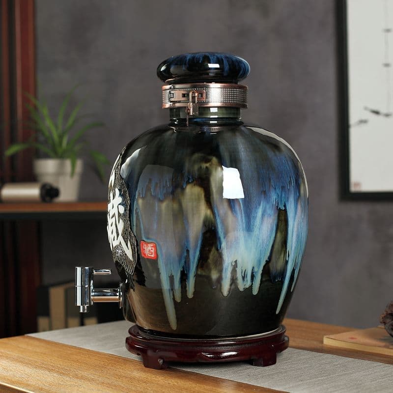 Jingdezhen Ceramic Wine Brewing Jar 10/20/30/50 Jin Capacity Antique-Style Bottle Household Wine Storage Pot Fermentation Vat