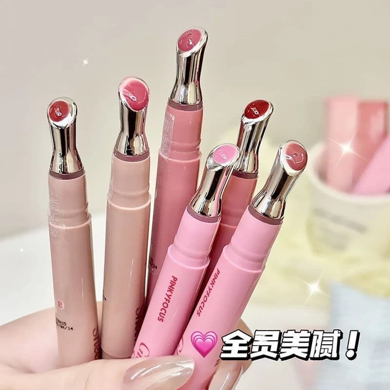 PINKYFOCUS light gel ice clear glossy lip gloss clear water glossy mirror lip glaze Dudu essence honey beauty makeup
