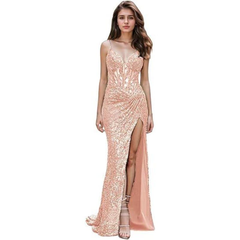 New AliExpress Export Strapless Dress with Slit, Slim Fit Cross-Border Party Banquet Elegant Evening Gown Design