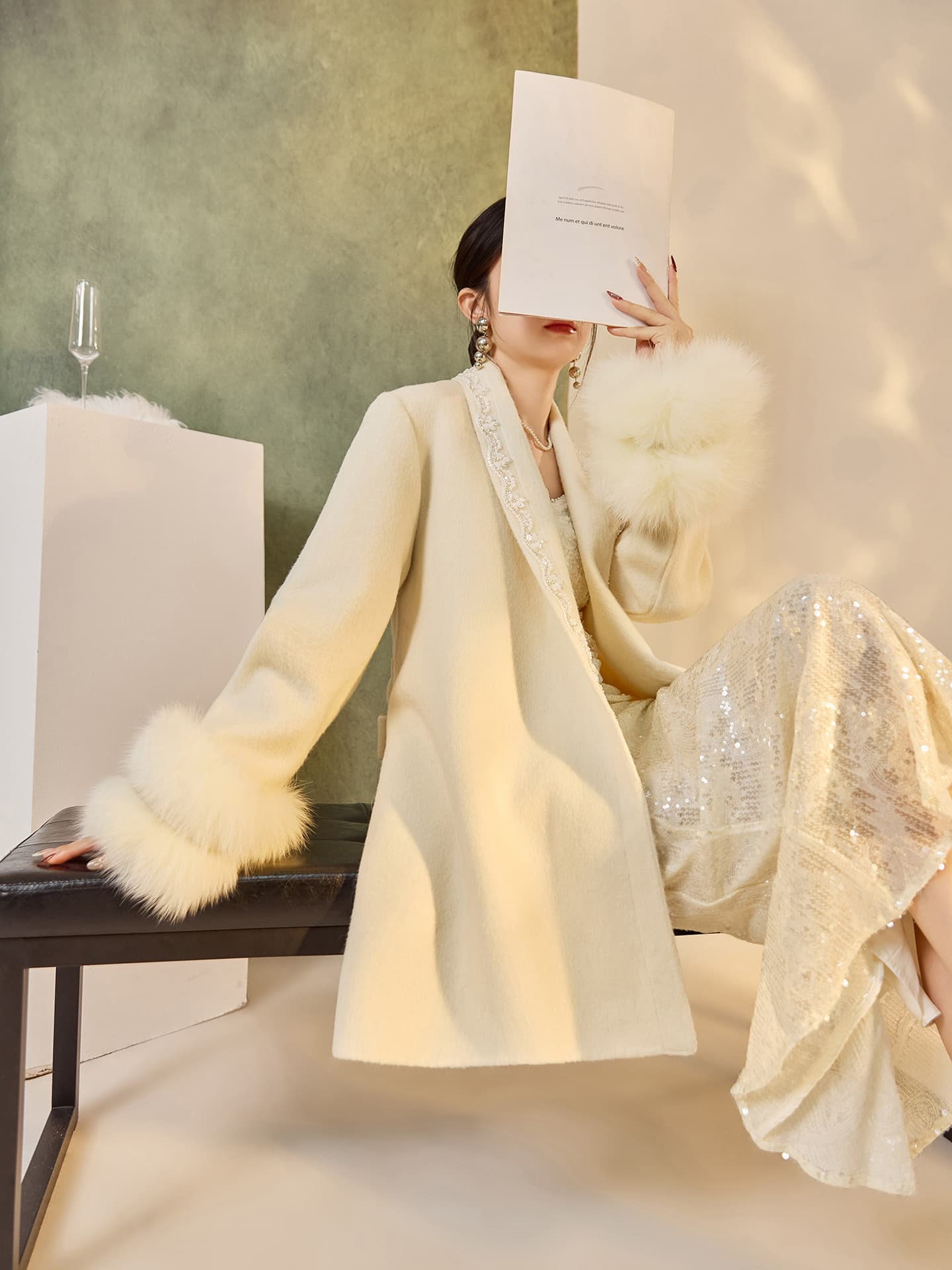 Winter Chinese Style 2026 New High-End New Chinese Double-Faced Wool Coat with Fox Fur Cuffs NY019