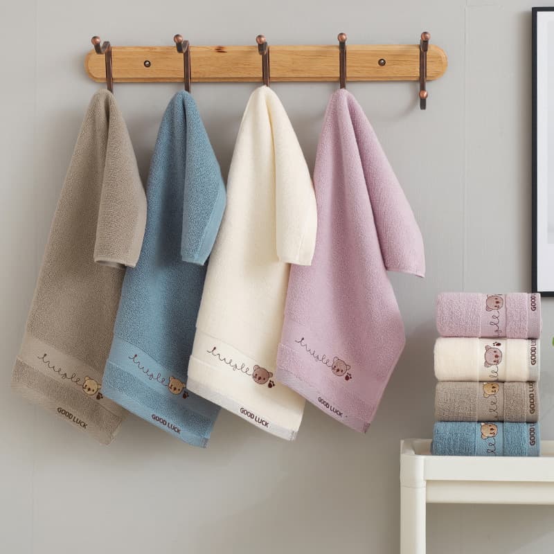 Pure Cotton Kids Towel Soft Absorbent Face Towel Home Exclusive Baby Towel Embroidered Plain Weave Process
