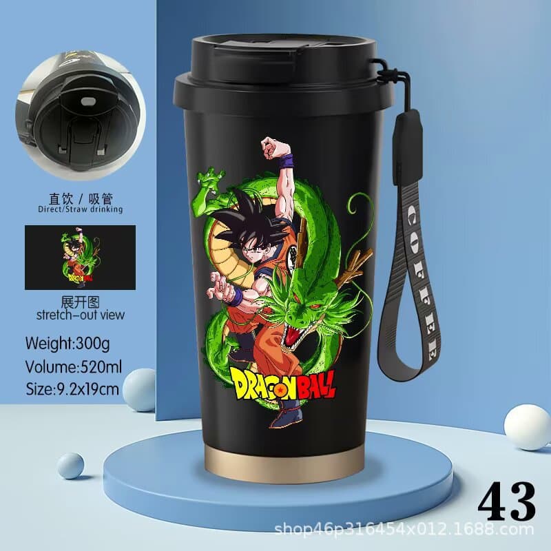 Cartoon Anime One Piece Luffy Naruto Jujutsu Kaisen Insulated Coffee Cup Dual-Drink Opening New Straw Water Bottle High Appearance
