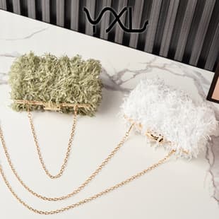 New Feather Fringe Evening Bag, Fashionable Fur Evening Dress Bag, Party Wedding Bag, Clutch Bag Manufacturer