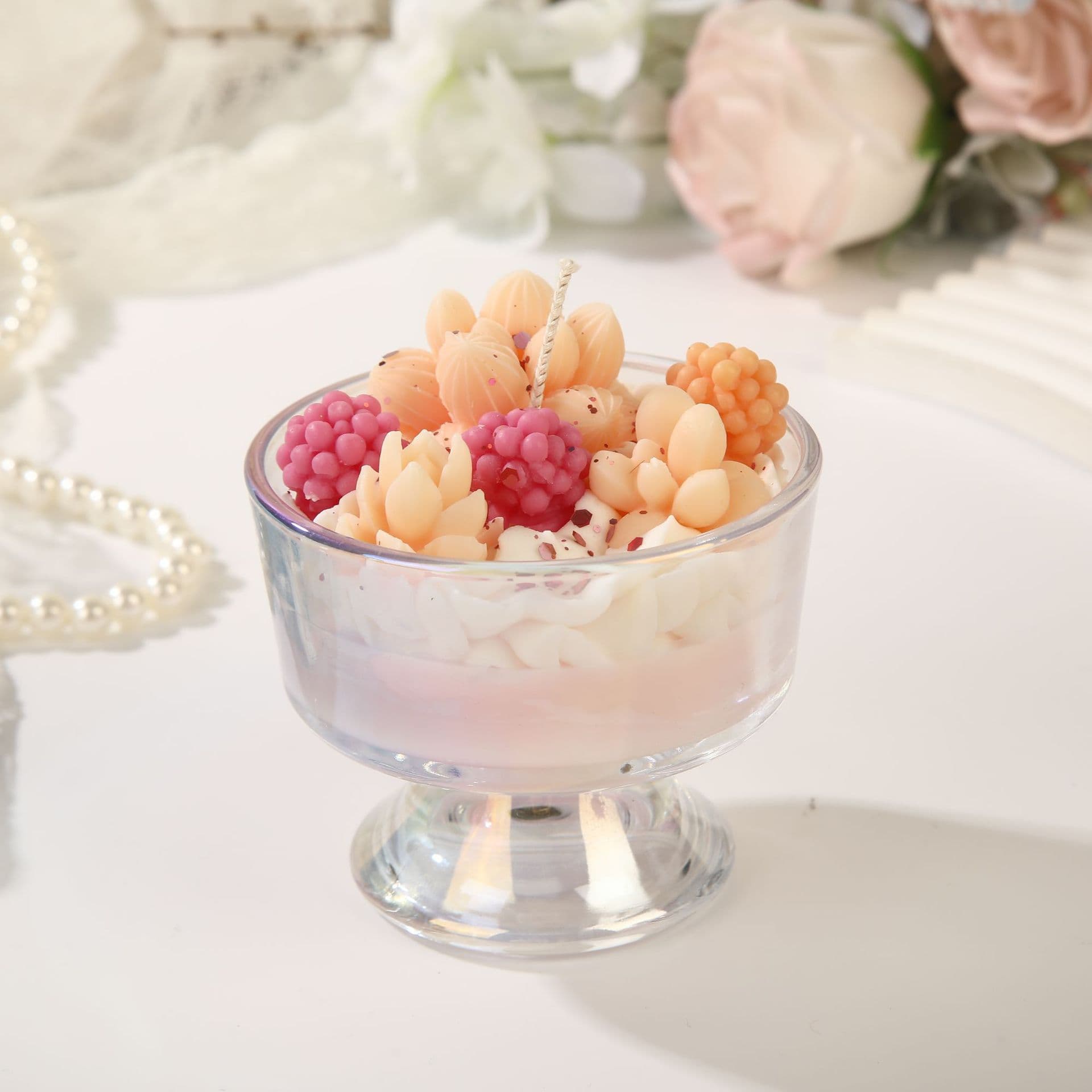 Glass Cup Simulation Dessert Cake Scented Candle Wholesale Home Creative Aromatherapy Gift Candle Cross-Border