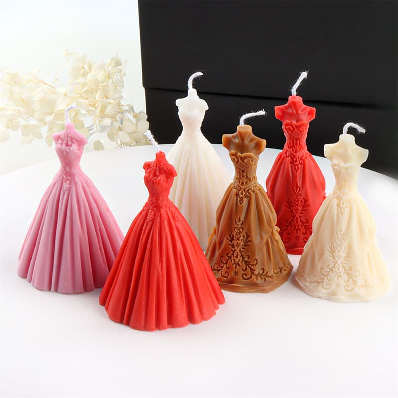 Girl's Heart Wedding Dress Shaped Aromatherapy Candle Natural Smokeless Soy Wax Decoration Prop Wedding Souvenir