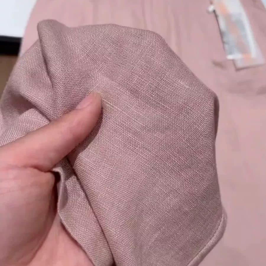 Absolutely love it, so beautiful! Smoke pink linen suit wide-leg pants for women, 2026 summer new linen trousers