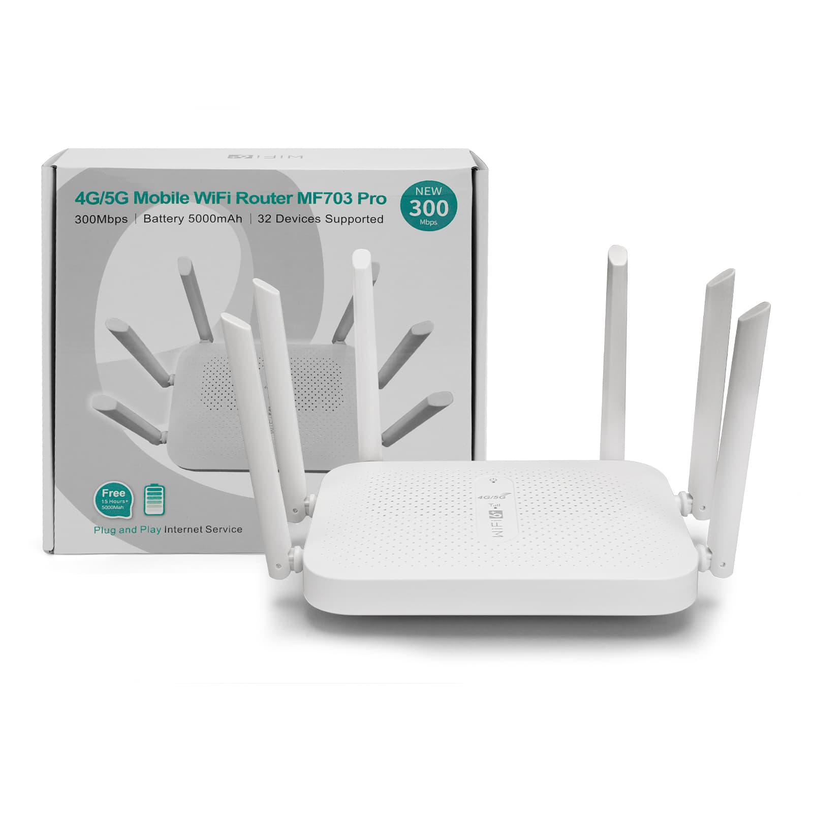 MF703 Pro 4G CPE Router 6 Antennas Ultra High Coverage Optional 5000mAh Built-in Battery