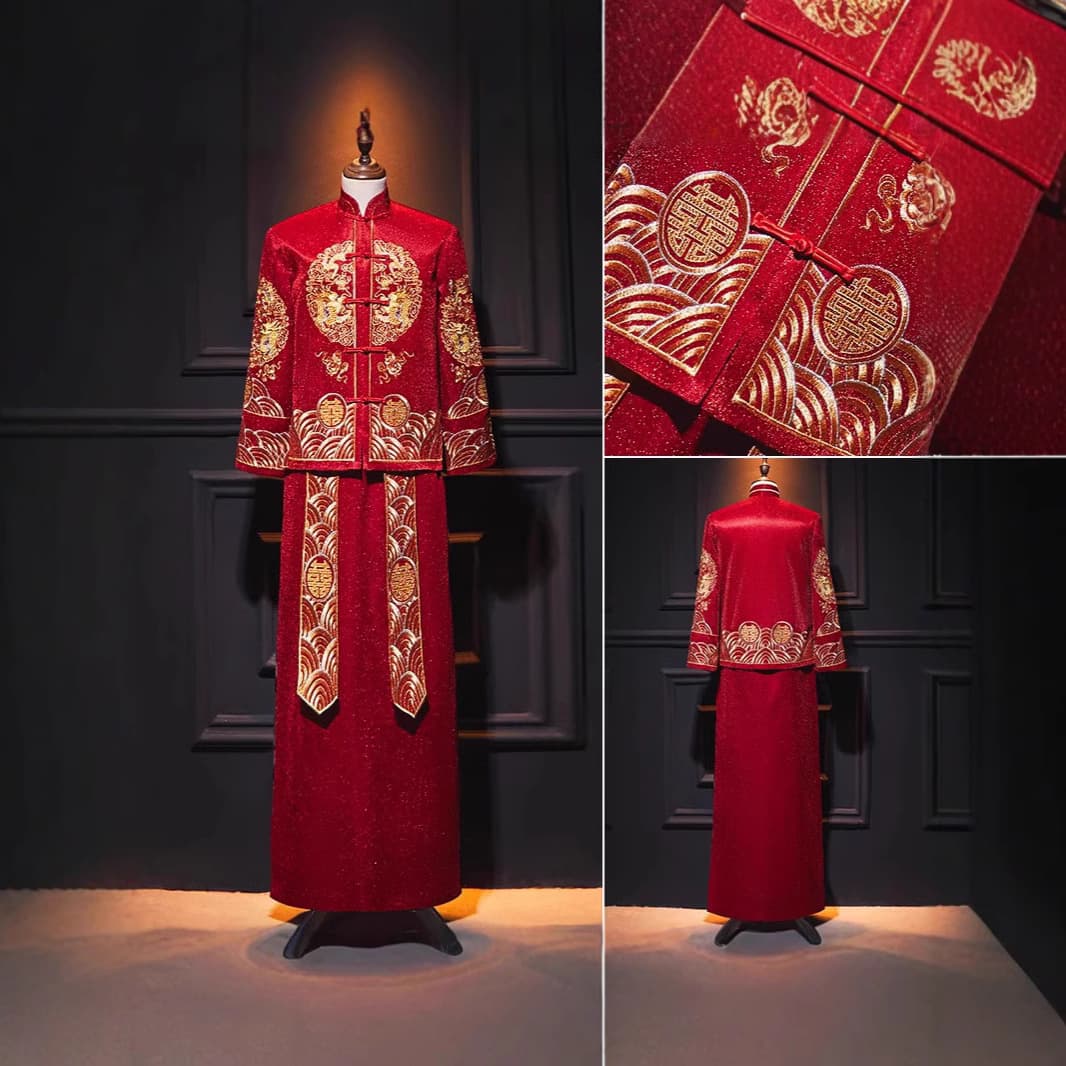 Xiuhe Men's Clothing 2024 New Groom Chinese Wedding Plus Size Ancient Wine Toasting Dress Tang Men's Formal Wear Xiuhe