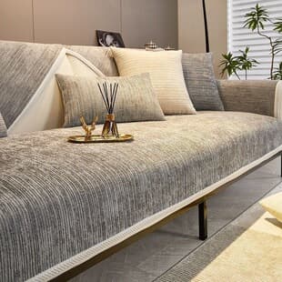 All-Season Universal Chenille Sofa Cushion Simple Gray High-End Sofa Cover Full Wrap Non-Slip Set Light Luxury Modern
