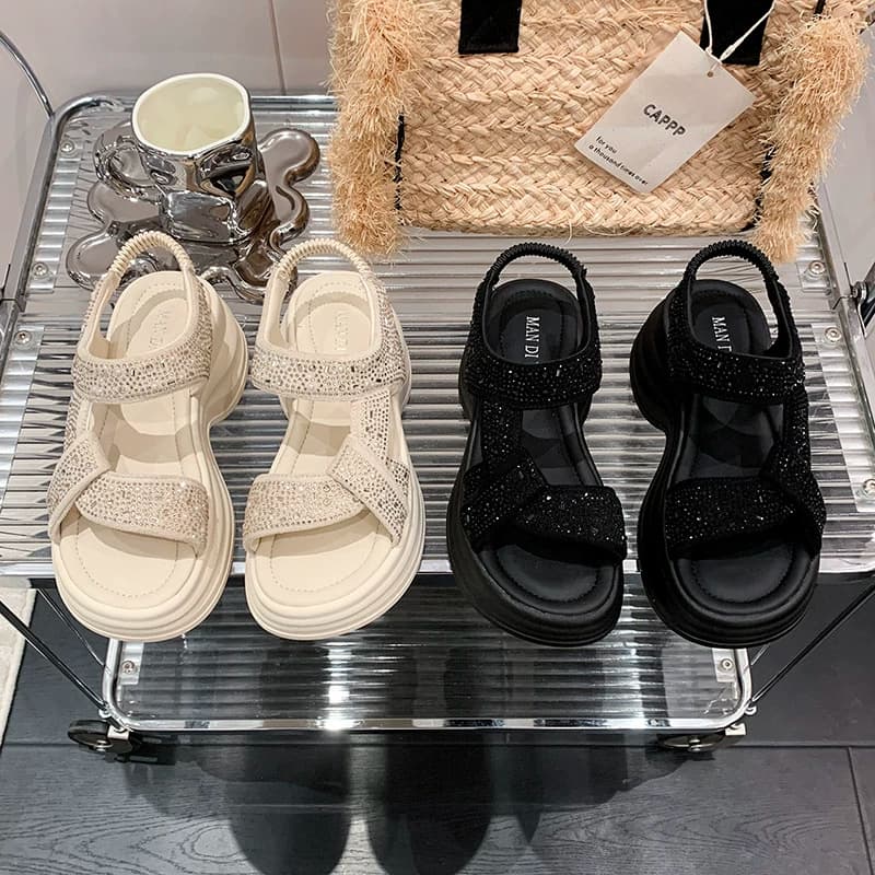 Chunky Platform Rhinestone Stunning Roman Sandals for Women, 2026 Summer New Style for Dresses