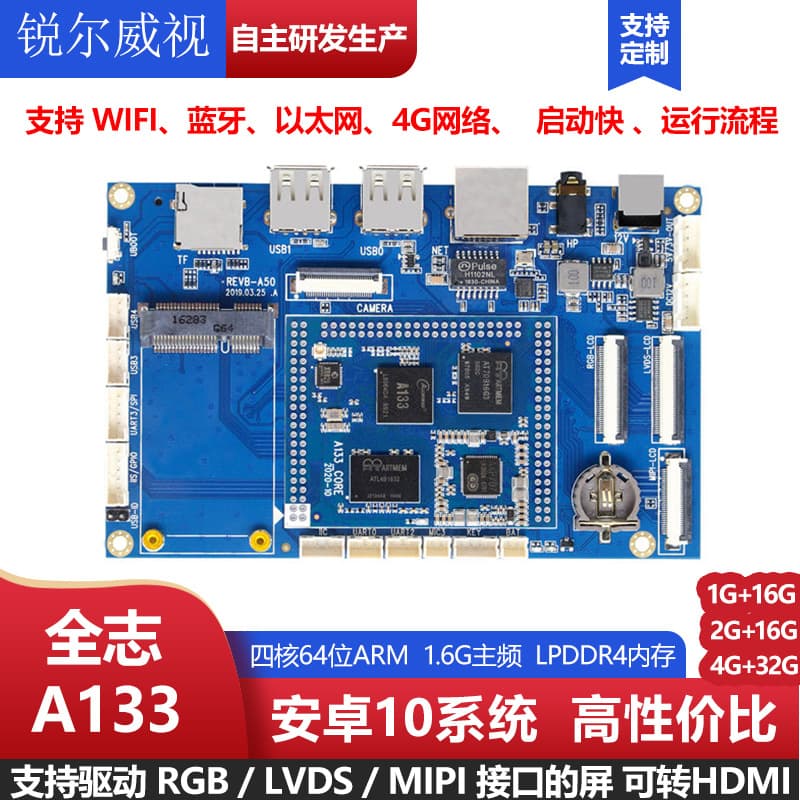 Allwinner A133 Solution Development Board Android 10 Supports Bluetooth WiFi Ethernet 4G/MIPI/RGB/LVDS Display