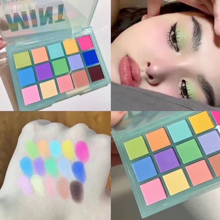MYHO 15-Color Eyeshadow Palette Pearl Macaron Matte Waterproof Non-Smudging Fine Powder Dazzling Dopamine Eyeshadow