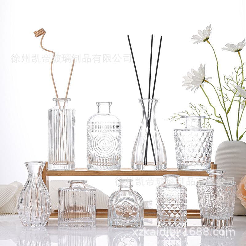 Clear Aromatherapy Bottle Nordic Vase Car Essential Oil Diffuser Reed Bottle Glass Scent Bottle Empty