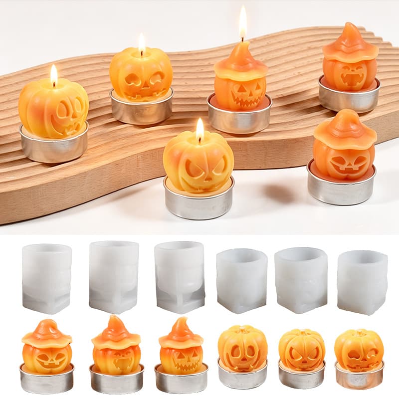 Funny Expression Pumpkin Scented Candle Resin Silicone Mold, Epoxy Resin DIY Grimace Pumpkin Plaster Ornament Mold