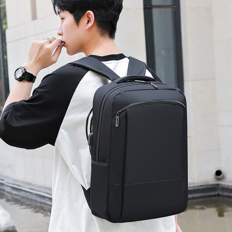 Business Backpack Men's 14-inch Laptop Bag College Student Printed Logo School Bag Casual Simple Backpack
