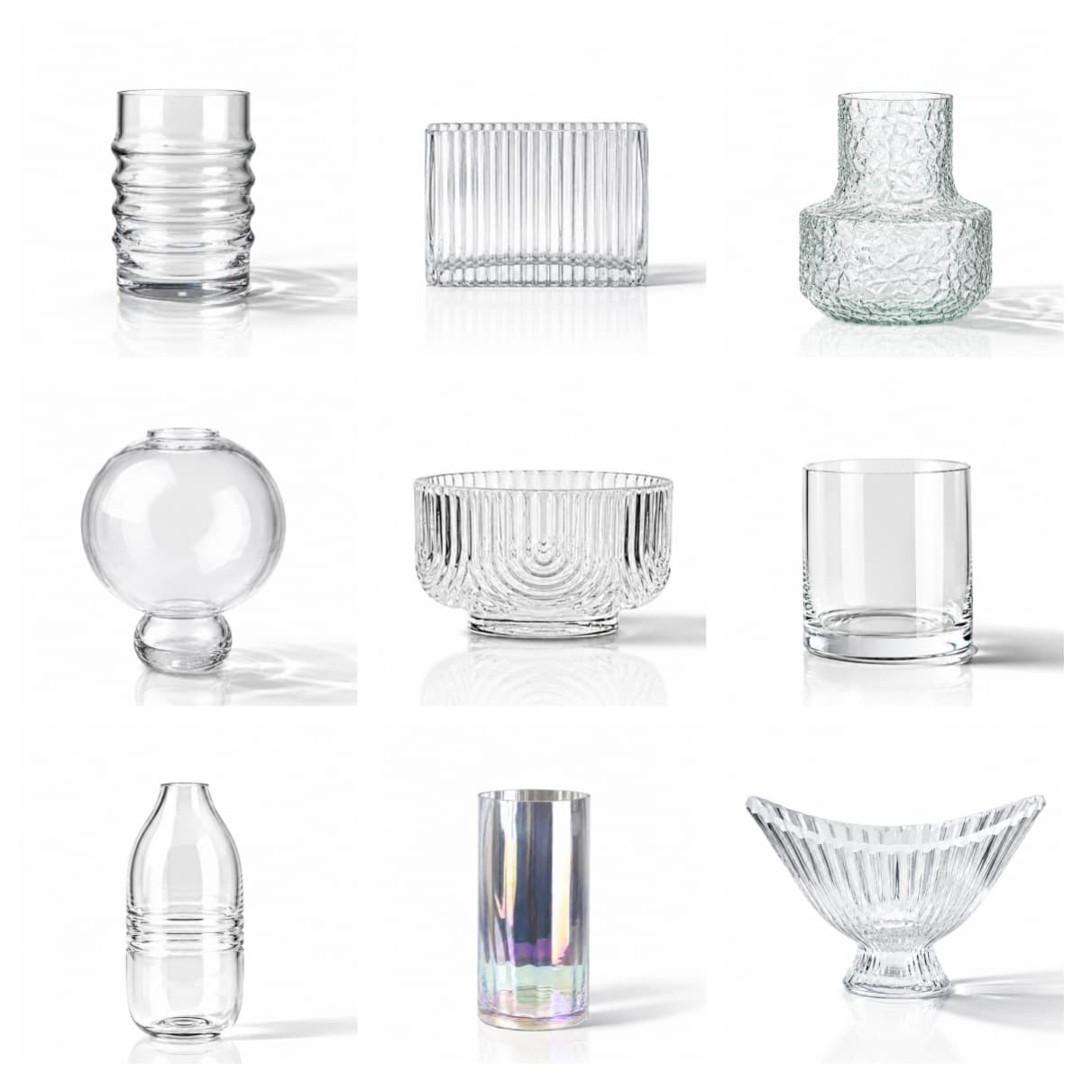 Clear Glass Vase, Multiple Styles, for Living Room, Entryway, Dining Table, Showroom, Luxury Soft Decor, Home Accent, Hydroponic Flower Vase