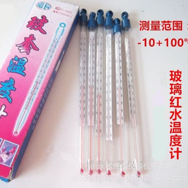 Glass rod alcohol/red spirit thermometer -10-100℃ for greenhouses, household use, and water temperature