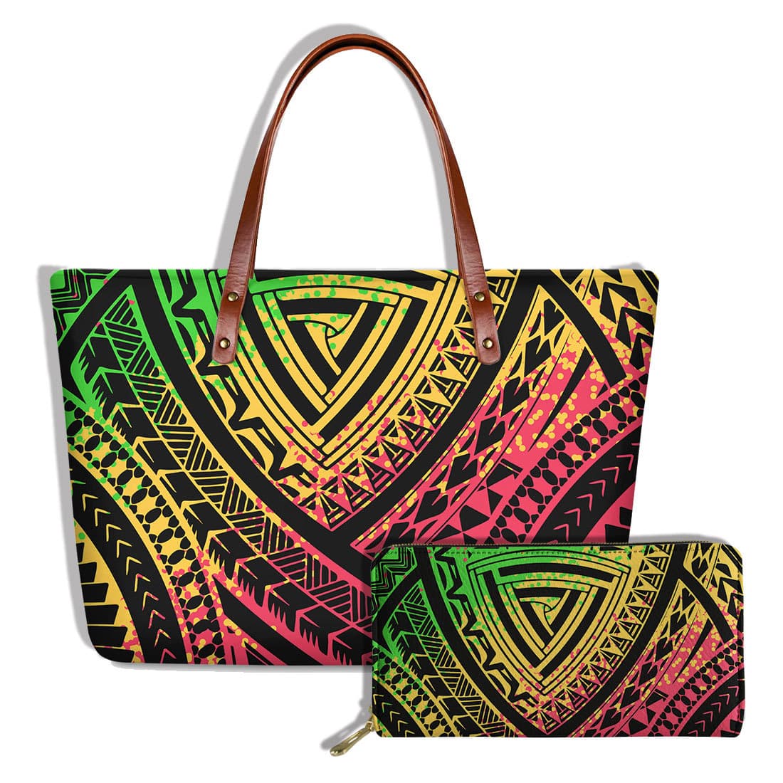Women's Bag Large Capacity Polynesia Long Wallet Ladies Handbag Travel Tote Double Handle Foreign Trade New