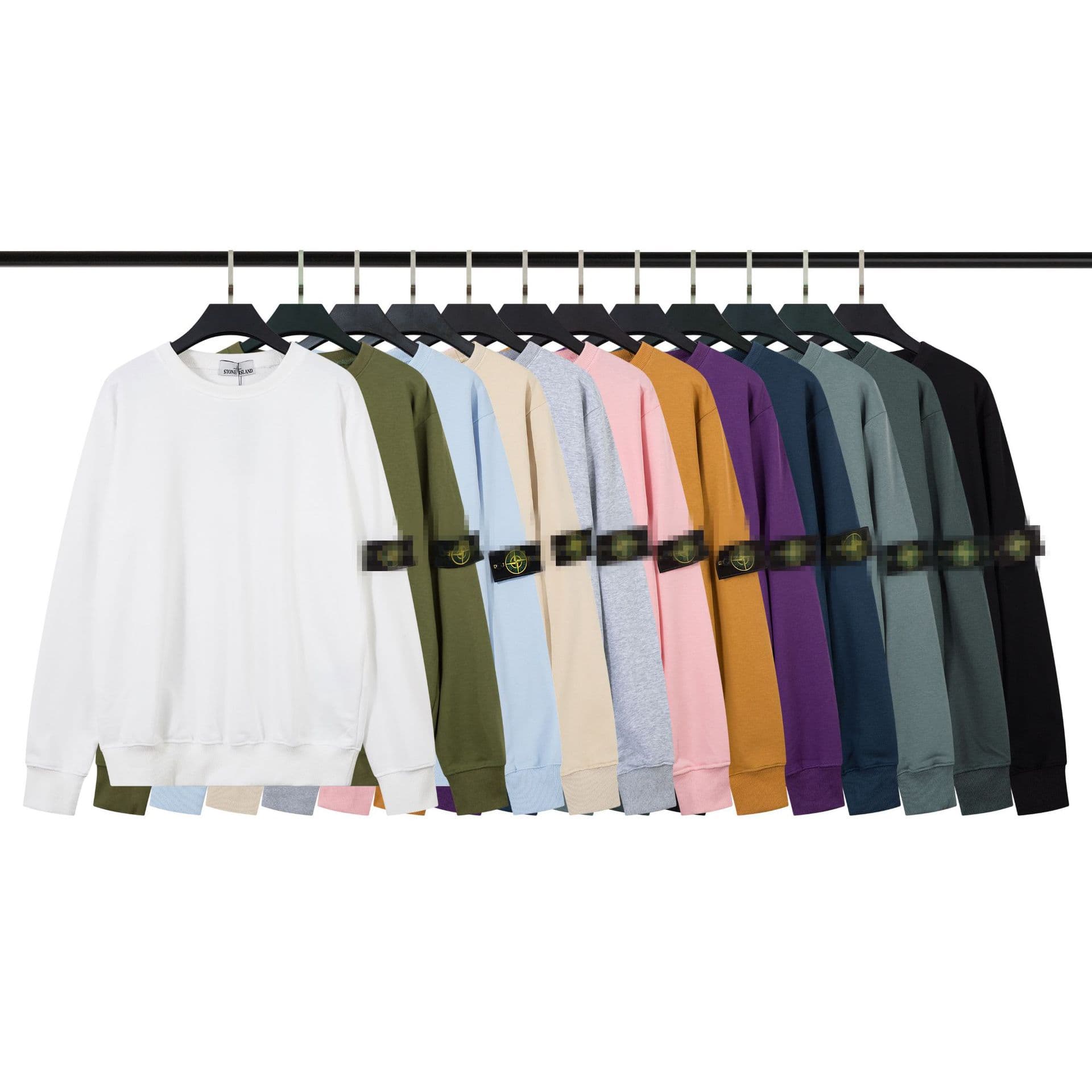 Correct Island Same Style Terry Cloth Version Trendy Stone Solid Color Unisex STONE Crew Neck Sweatshirt Cross-border Classic Badge Couple