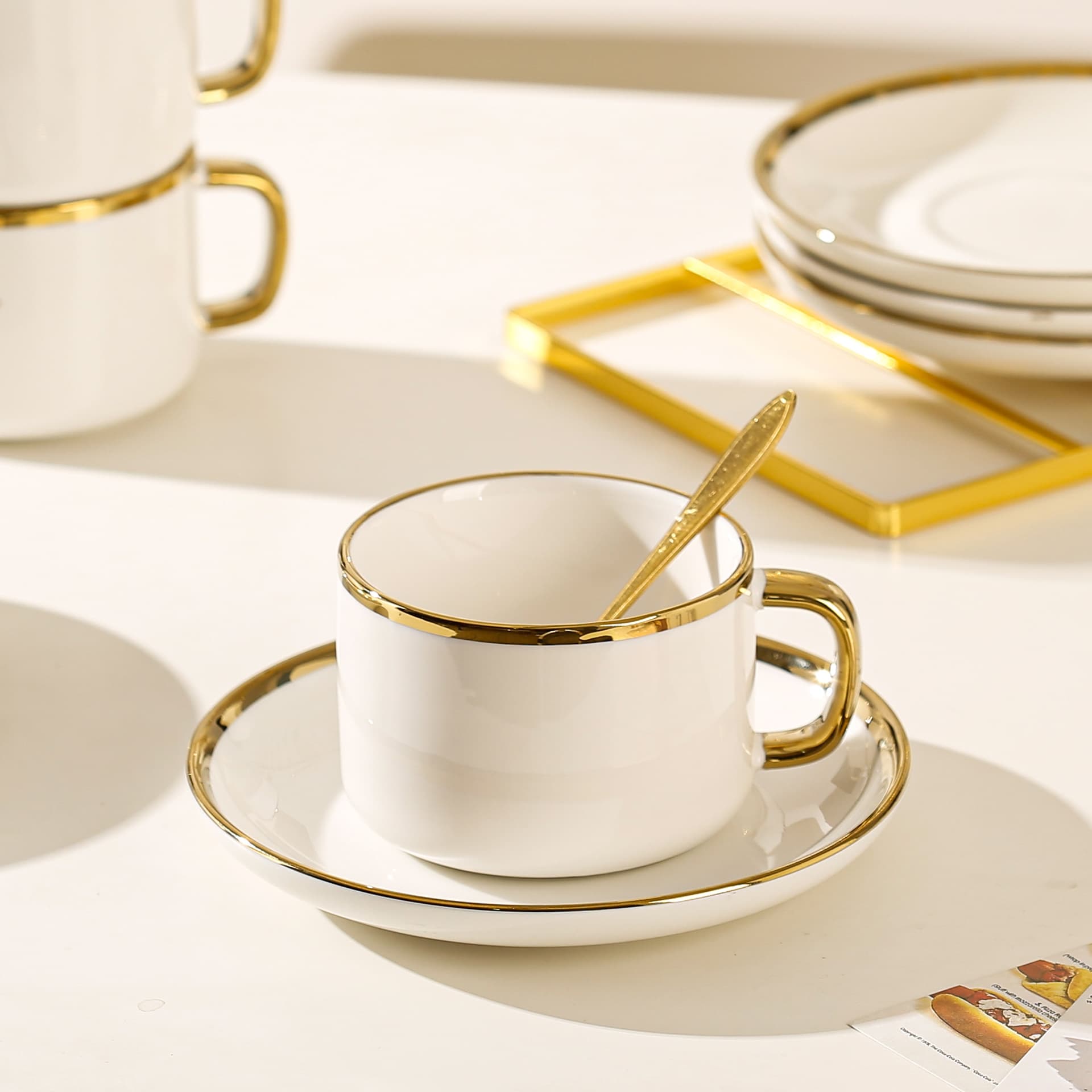 Exquisite coffee cup set European style small luxury internet celebrity cup ceramic household cup and saucer afternoon tea ins style modern