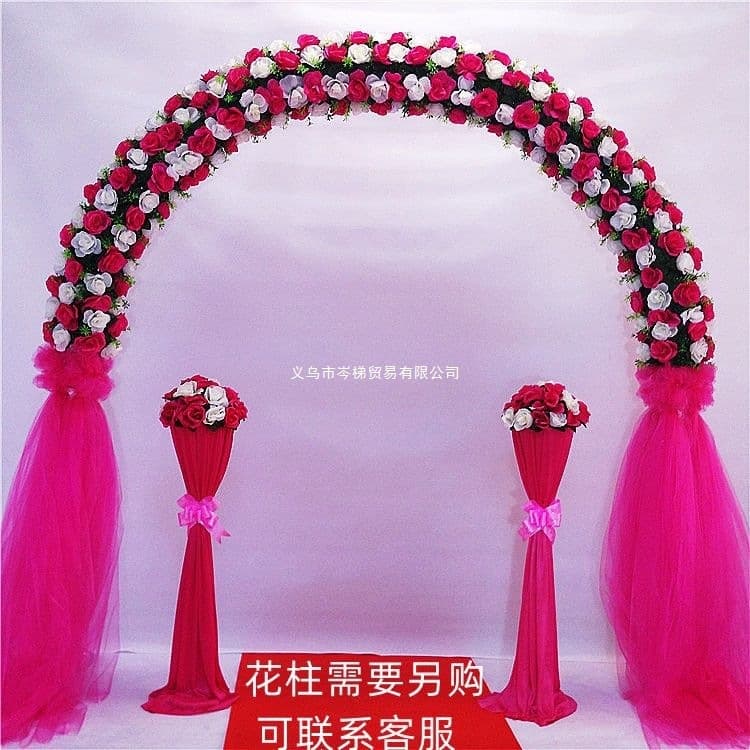 Arch Wedding Arch Red Floral Arch Iron Frame Unit Door Arch Decoration Rural Door Colorful Door