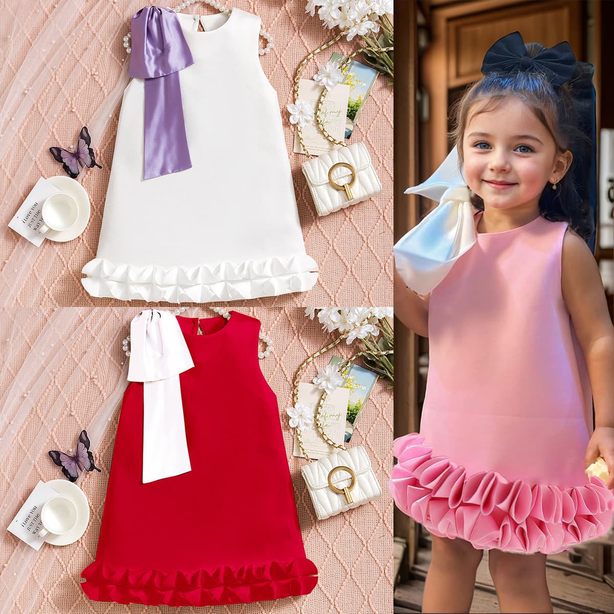 2025 foreign trade European and American summer new girls' suits for children and middle-aged children multi-color sleeveless lace dress factory straight hair