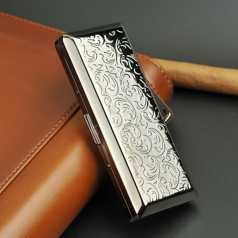 Double Gun Cigarette Case Slim 14-Cigarette Extended Portable Ultra-Thin Creative Personalized Cigarette Holder for Men and Women