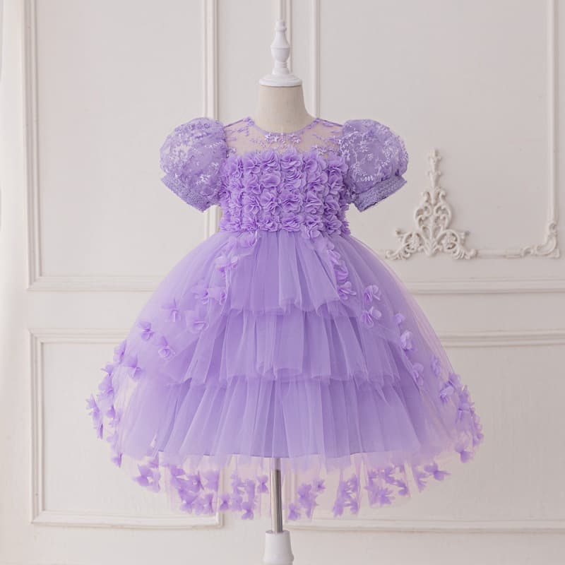 New ready-made children's dress lace tail princess dress flower girl piano performance dress kids dress