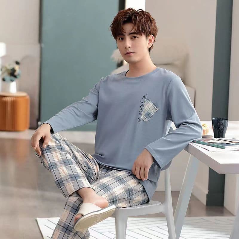 New Long-Sleeve Pajama Set for Men, Spring/Autumn, Thin and Casual Home Wear, Winter