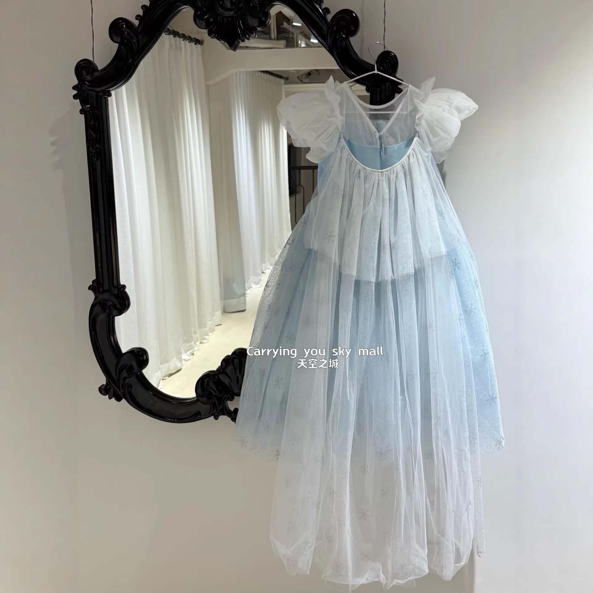 Girls Frozen Princess Dress 2026 Summer Short Sleeve Elsa Children's Birthday Gown Tulle Tutu Dress