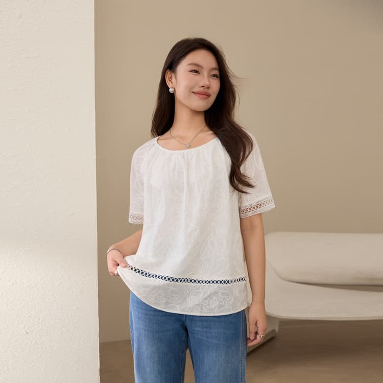 French Exquisite Embroidery Intellectual Fashionable Round Neck Blouse - Xianlixiu Plus Size Women's Clothing for Curvy Women 2025 Summer New Arrival