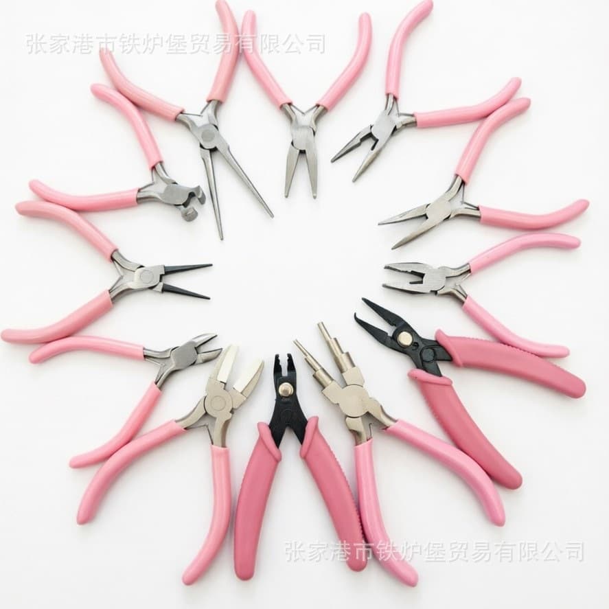 Mini Pliers Set Pink Jewelry Pliers Needle Nose Pliers Plastic Pliers Round Nose Pliers Diagonal Cutting Pliers Factory Price Wholesale