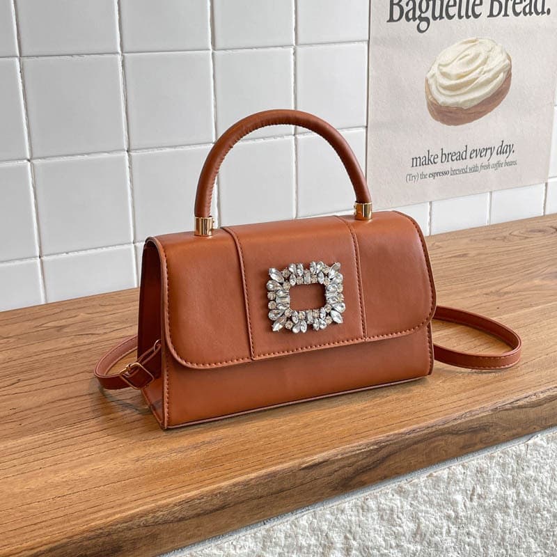 Premium Textured Rhinestone Square Buckle Handbag Women's Bag 2026 Summer New Light Luxury Shoulder Bag Simple Crossbody Bag