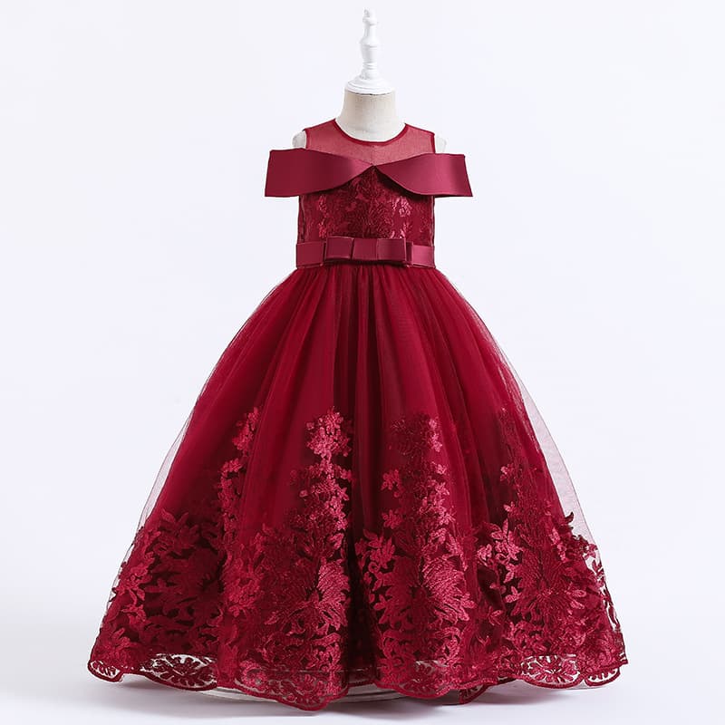 New Hot-Selling European and American Style Girls' Dress Children's Wedding Gown Long Piano Performance Host Costume Tulle Princess Dress