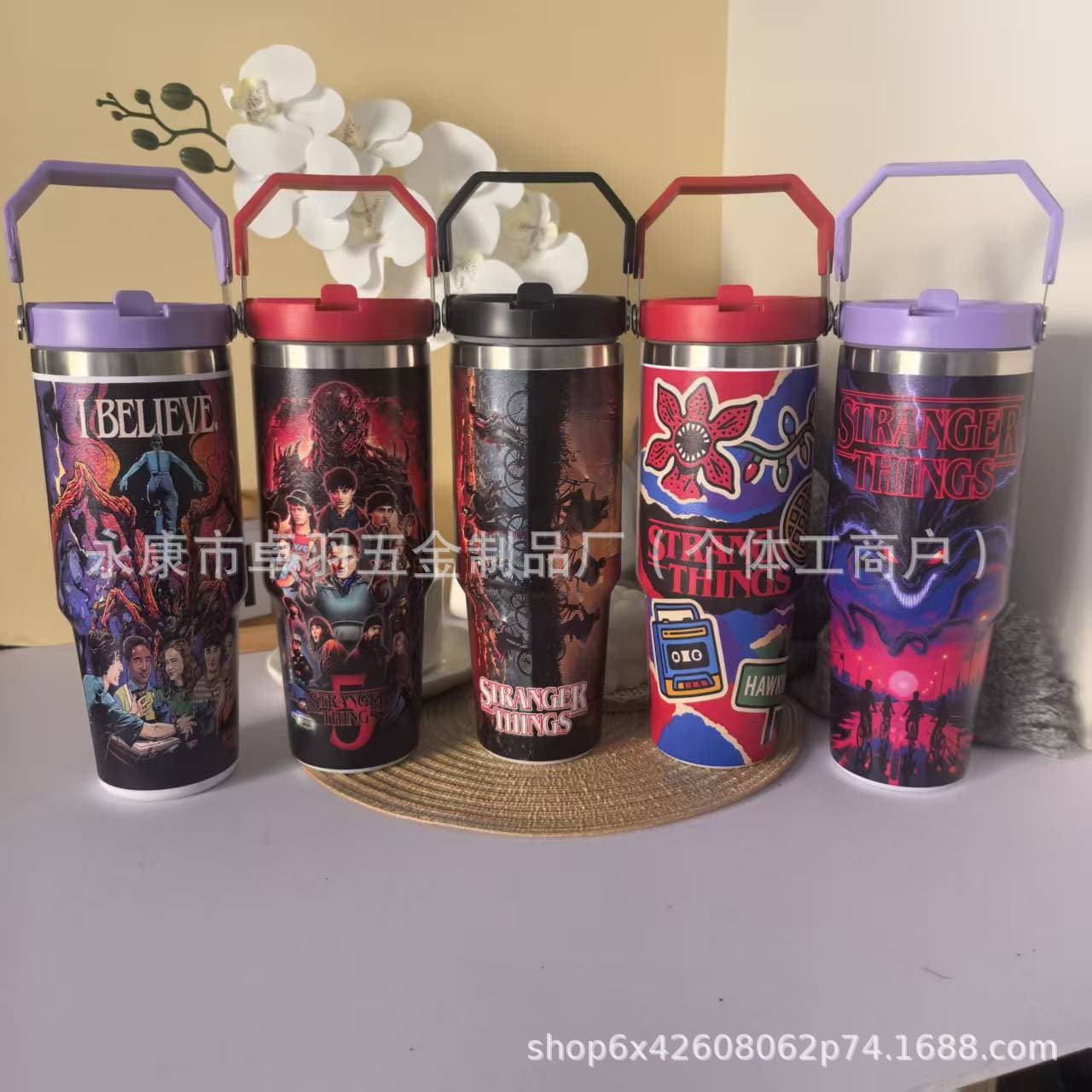 New Stranger Things Tumbler 30oz Portable Car Cup Cross-border Vacuum Straw Cup 304 Stainless Steel Insulated Cup